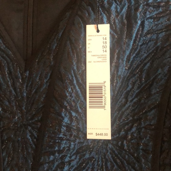 Designer Elie Tahari dress. Brand, NWT never worn. Color Blue/ Black. - Picture 4 of 4